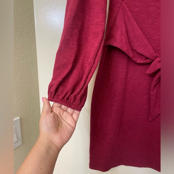 PRETTY GARDEN burgundy long sleeve dress - Picture 4 of 9
